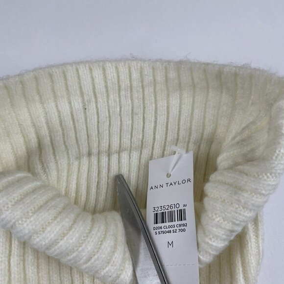 Ann Taylor Turtle Neck Sweater Women’s M Striped Black White 5% Wool - Picture 11 of 14